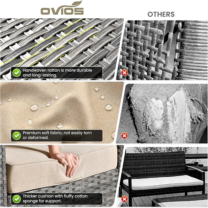 ovios 7-Piece Patio Furniture Set, Outdoor Wicker Sofa - Image 8