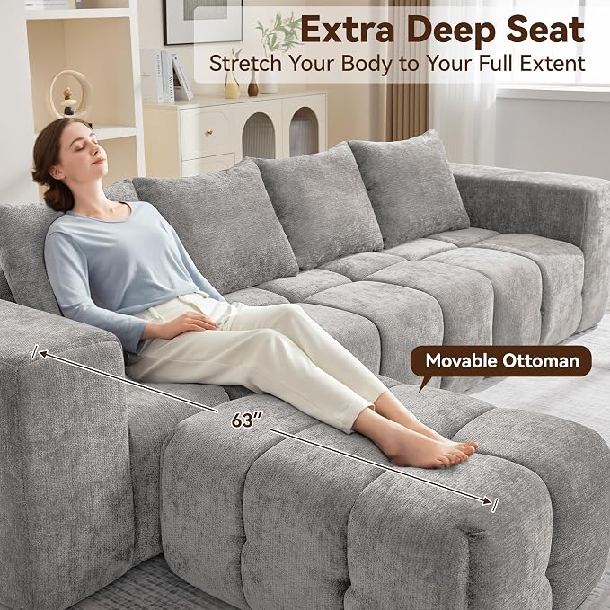 119" Boneless U-Shaped Sofa Couch - Image 4