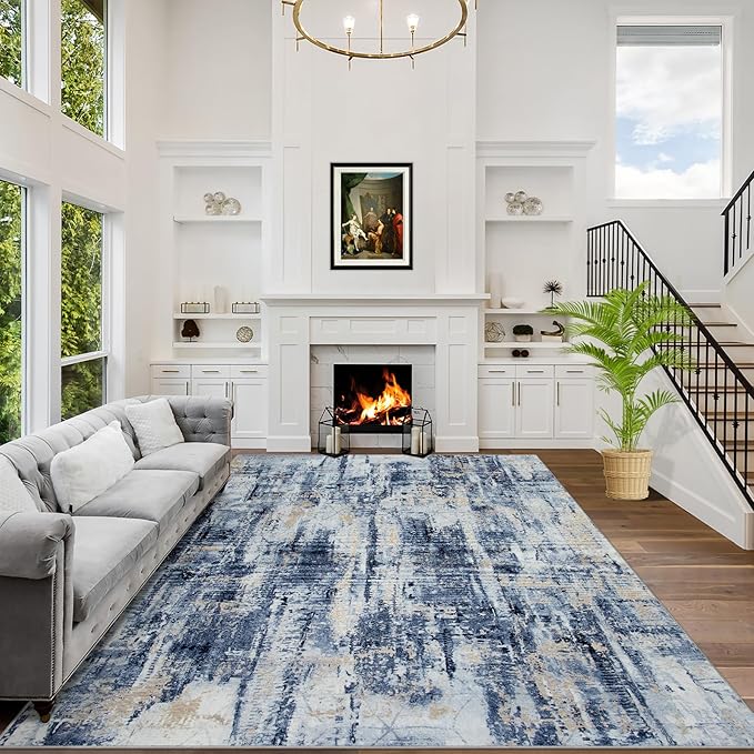 5x7 Area Rugs Washable Rug: Modern Abstract Living Room Rug Soft Anti-Skid Thin by GENTDRIZZ