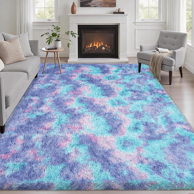 Fluffy 4x6 Area Rugs for Living Room Bedroom: Ultra Soft Shag Rug Non-Slip by Luxturiy
