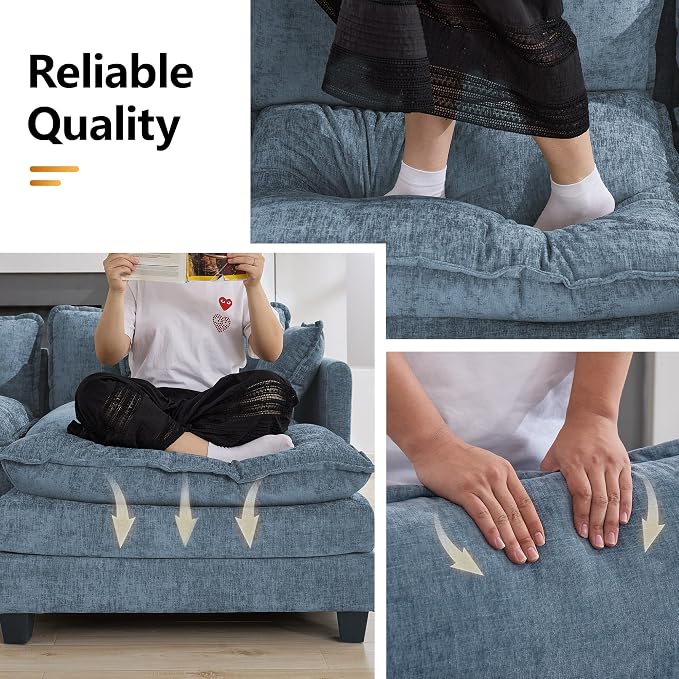 147'' Oversized U Shaped Cloud Sectional Sofa, Chenille Deep Seat Couches - Image 5