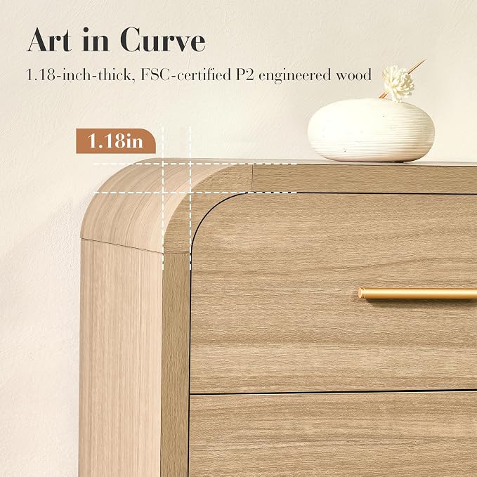 Curved 5-Drawer Dresser for Bedroom, 45.59" Tall Modern Chest of Drawers - Image 6