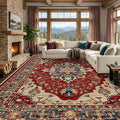 RELEANY Area Rugs 9'x12' Washable Non-Slip, Floral Vintage Distress Print by RELEANY