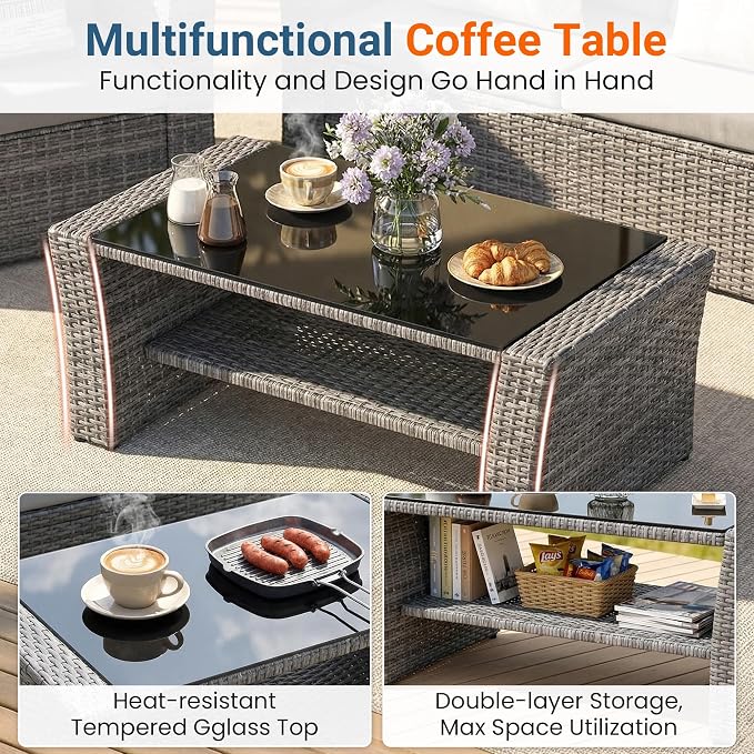 Wisteria Lane Patio Furniture Set, 5 Pieces Wicker Outdoor Furniture - Image 5