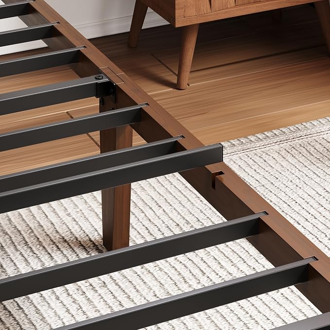 BOSRII 14in High Solid Bamboo Wood Platform King Size Bed Frame - Image 8