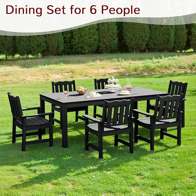 Stoog 7 Pieces Patio Dining Sets, All-Weather HIPS & Aluminum Outdoor Dining - Image 2