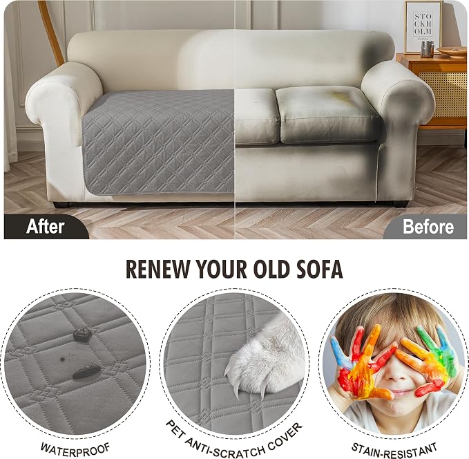 Genina Waterproof Couch Cover, Washable Anti-Slip 51 inch Loveseat Sofa Covers - Image 4