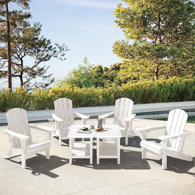 SERWALL Double Adirondack Side Table Set of 2, End Table- White - Image 9