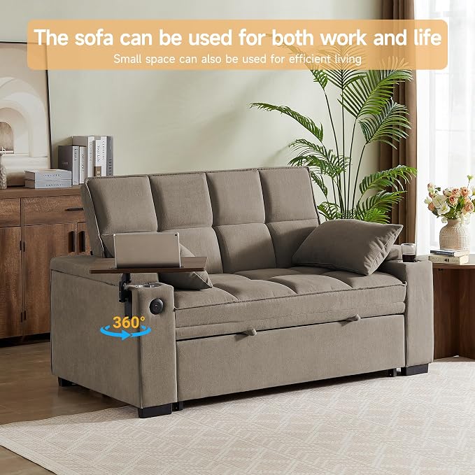 Auvsoce 65'' Chaise Lounge Chair Indoor, 3-in-1 Convertible Sofa Bed - Image 5