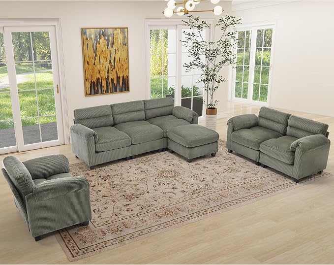 HAOMARKETS Corduroy Sofa Set, Upholstered Armchair and Loveseat - Image 7