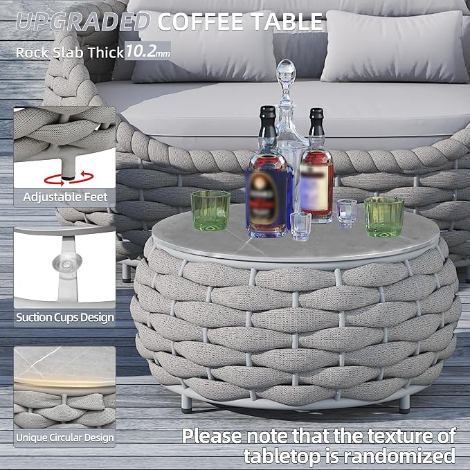 TWT Outdoor Patio Furniture Set-5 Pieces Aluminum Sectional Sofa, Metal Patio - Image 8