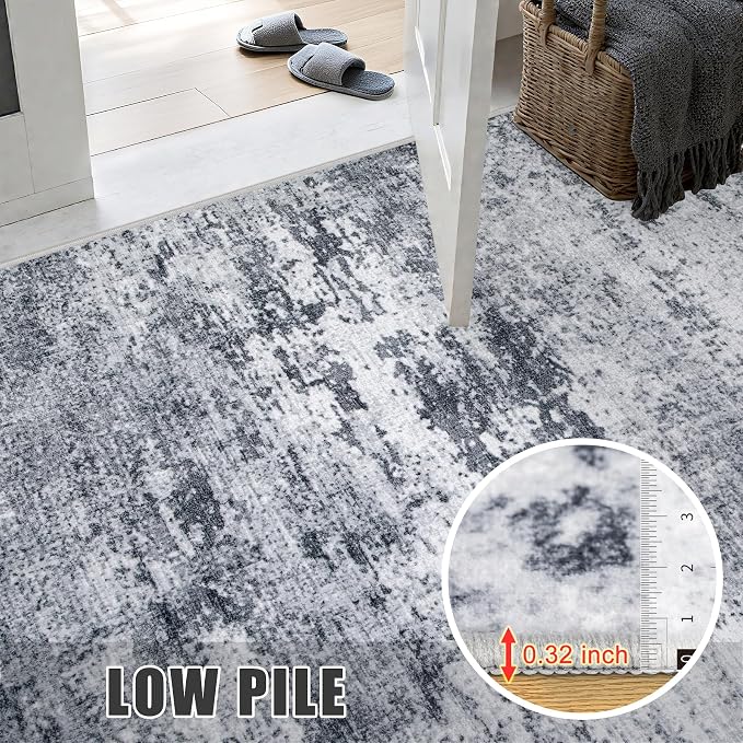 Washable Area Rug 3x8 Entryway Rug: Washable Modern Abstract Soft Thin Rug - Image 7