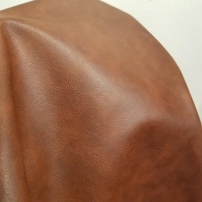 NAT Leathers | Tan Mid Brown Two Tone Antiqued Soft Faux Vegan Leather PU | 1 - Image 5