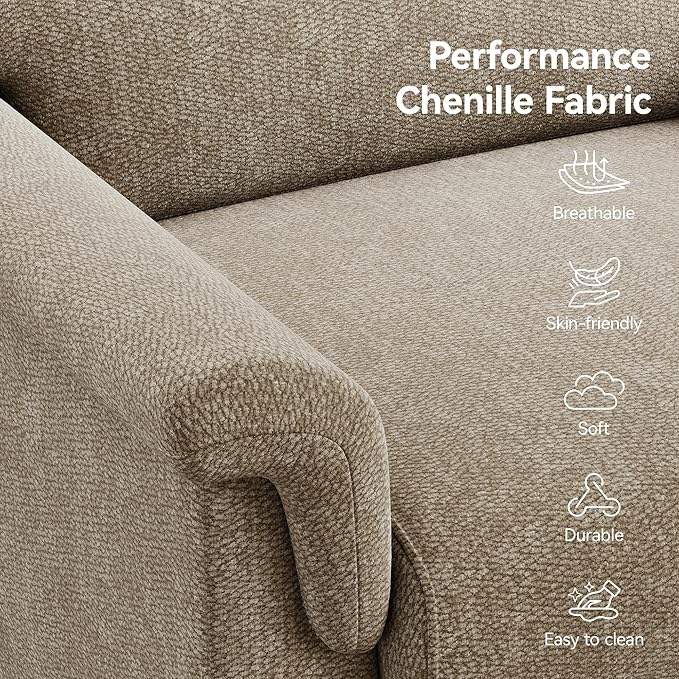 Mid Century Modern Accent Chairs Set of 2, Chenille Comfy Living Room Arm Chairs - Image 5
