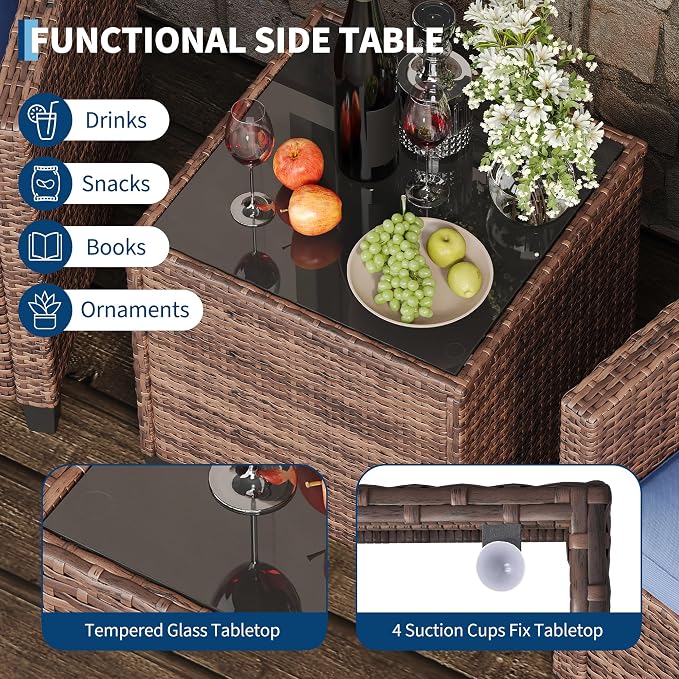 3-Piece Patio Furniture Set, Outdoor PE Rattan Chair - Image 5