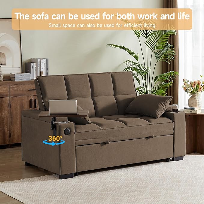 Auvsoce 65'' Convertible Sleeper Sofa Bed - Image 7