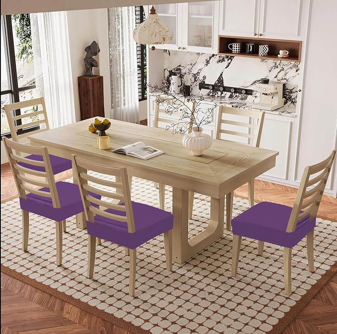 Smiry Waterproof Seat Covers for Dining Room Chairs Set of 8, Stretch Jacquard - Image 8