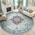 RELEANY Area Rugs 8ft Washable Non-Slip, Floral Vintage Distress Print Pattern by RELEANY