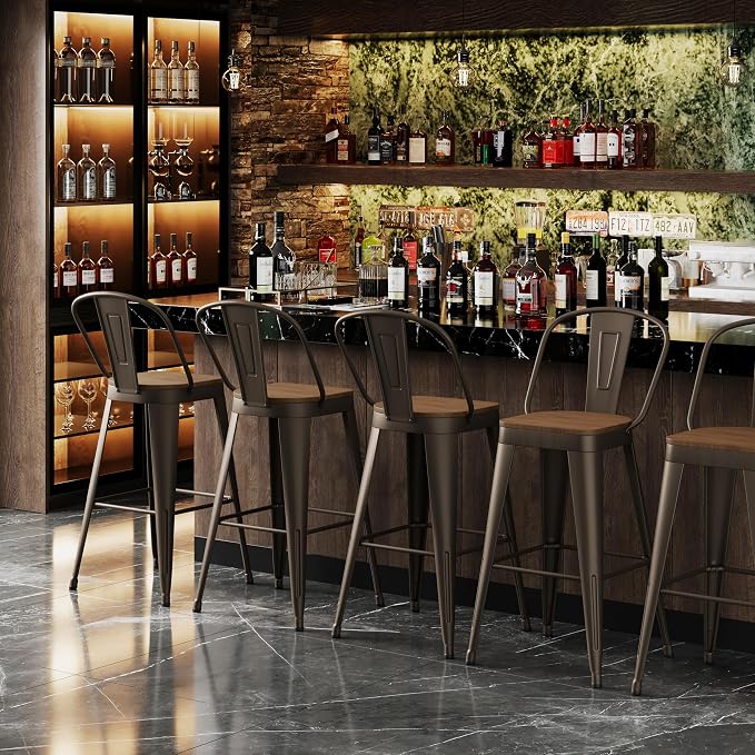Andeworld Metal Bar Stools Set of 4, 24 inch Counter Height Barstools - Image 6