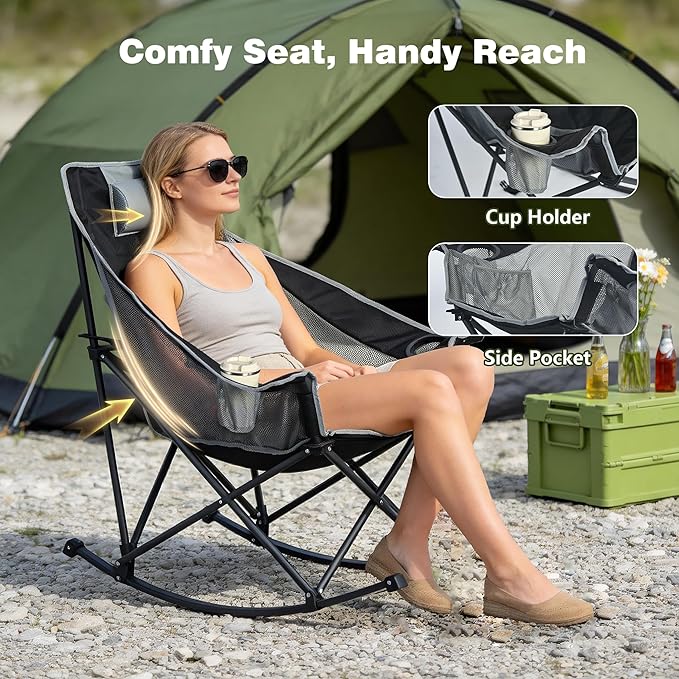 SUNNYFEEL Oversized Rocking Camping Chair, Fully Padded Patio Chair - Image 4