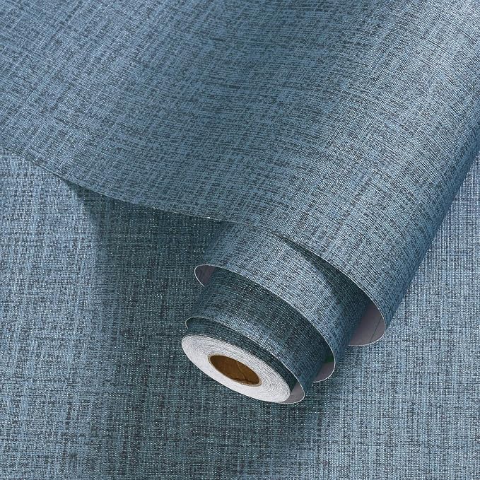 Blue Peel and Stick Wallpaper Linen Contact Paper - Image 2