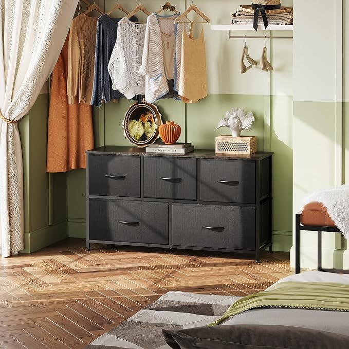WLIVE Dresser for Bedroom with 5 Drawers, Wide Chest of Drawers, Fabric Dresser - Image 2