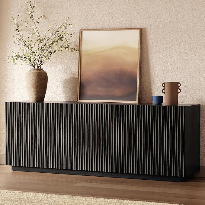 70" Fluted TV Stand for TVs Up to 50/55/65/75", Mid-Century Modern by BEDEEP