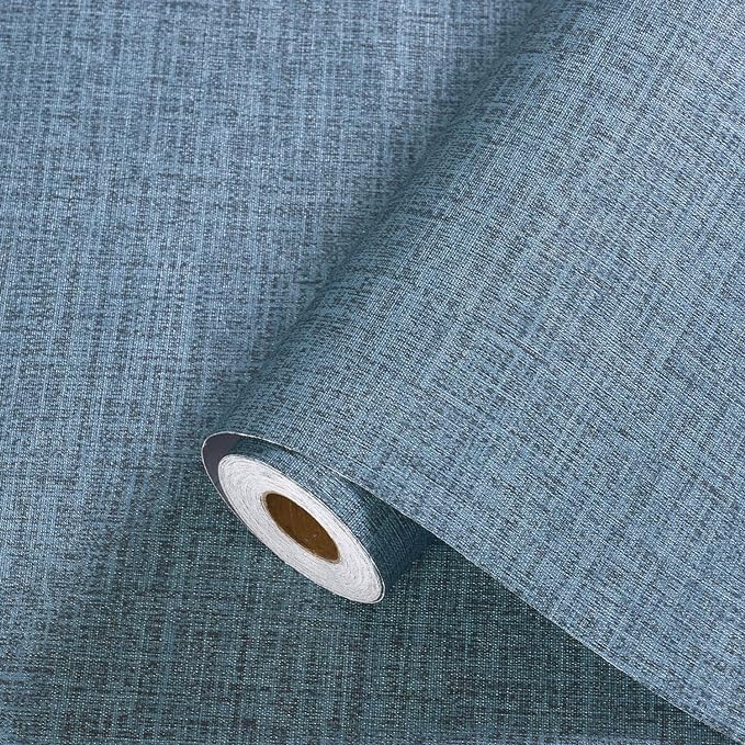 Blue Peel and Stick Wallpaper Linen Contact Paper by Akywall