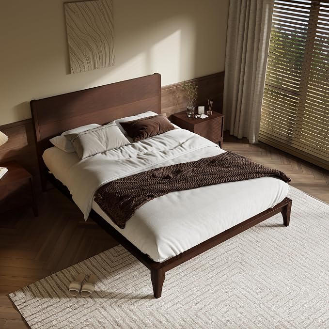 Merax Full Size Bamboo Platform Bed, Mid-Century Modern Bed Frame - Image 3