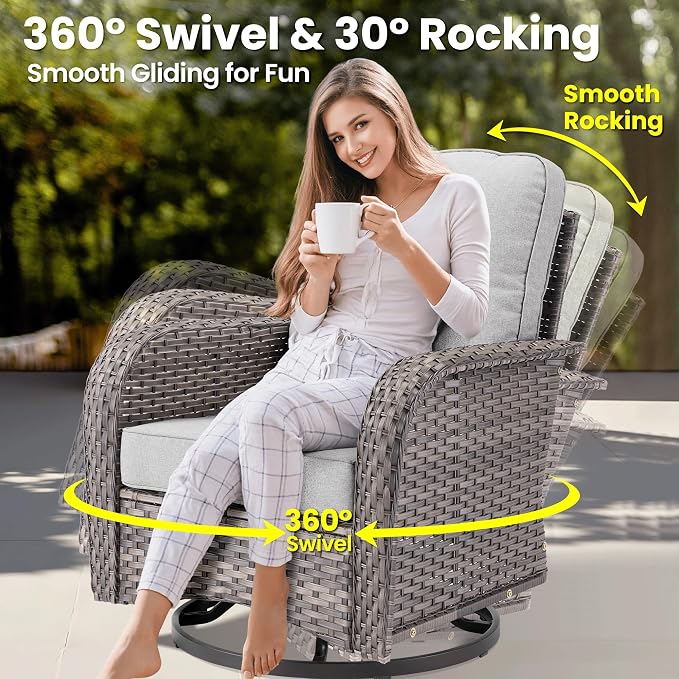 ovios 6 Pieces Patio Furniture Set, Outdoor Wicker Sofa Couch - Image 4