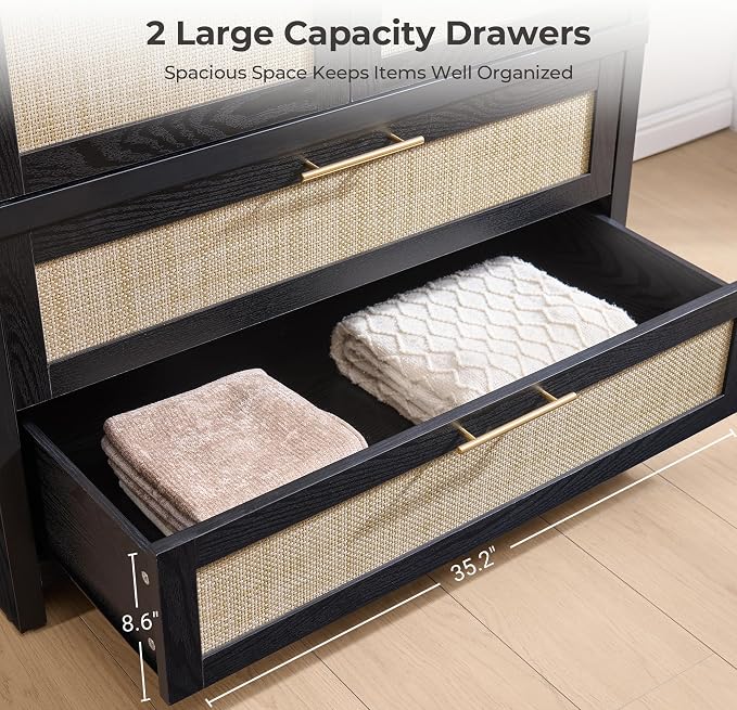 SICOTAS Armoire Wardrobe Closet, Larger Rattan Armoires Wardrobe Cabinet - Image 4