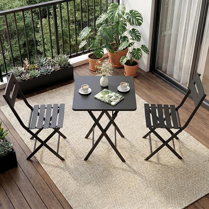 GarveeTech 3-Piece Folding Bistro Set, Heavy Duty Outdoor Patio Furniture - Image 8