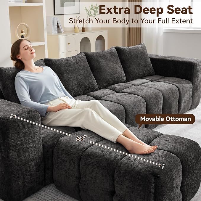 160" Boneless U-Shaped Sofa Couch - Image 4