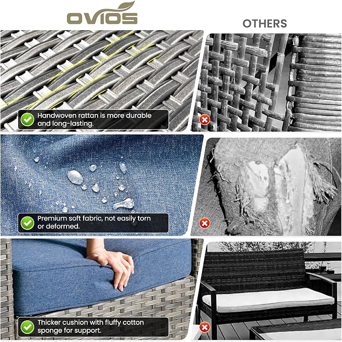 ovios 8-Piece Patio Furniture Set, Outdoor Wicker Sofa - Image 7