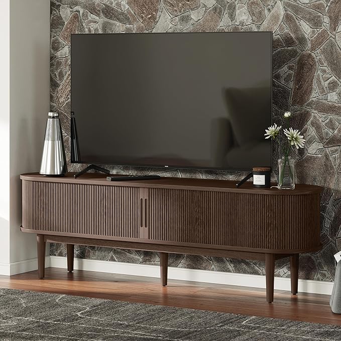 LINSY HOME 58" Fluted TV Stand for TVs up to 65 Inch, Mid Century Modern - Image 2