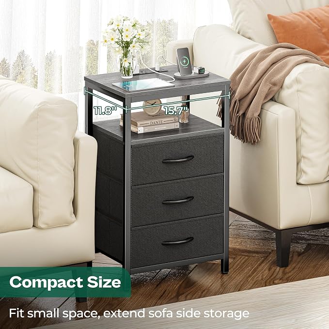 Huuger Nightstands Set of 2, 27.6 Inch End Tables - Image 3