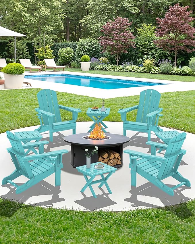 SERWALL Folding Outdoor Side Table Set of 2, Portable Adirondack Side Table - Image 11