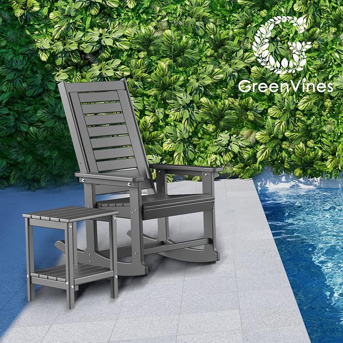 GREENVINES Outdoor Rocking Chairs | Set of 4 | Porch Rocker | HDPE Plastic | - Image 2
