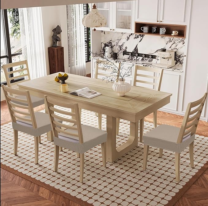 Smiry Waterproof Seat Covers for Dining Room Chairs Set of 8, Stretch Jacquard - Image 8