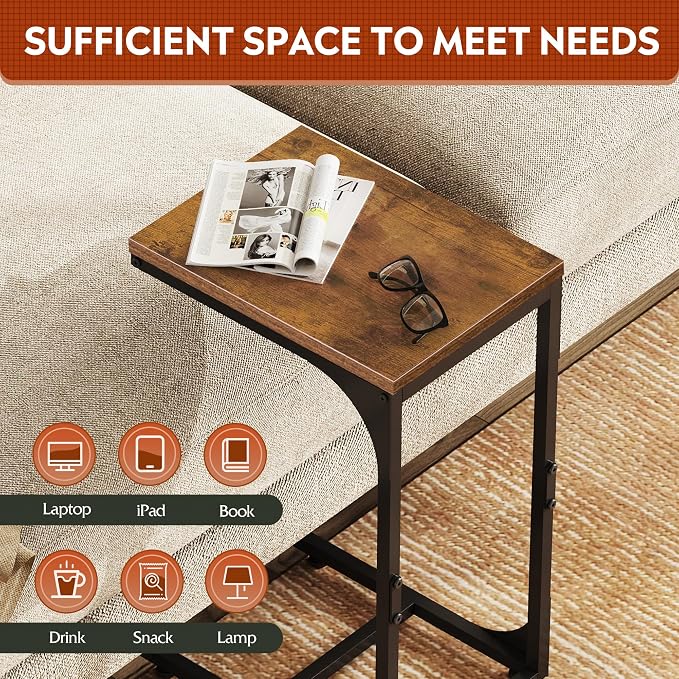 WLIVE C-Shaped End Table Set of 2, Small Couch Side Tables - Image 4