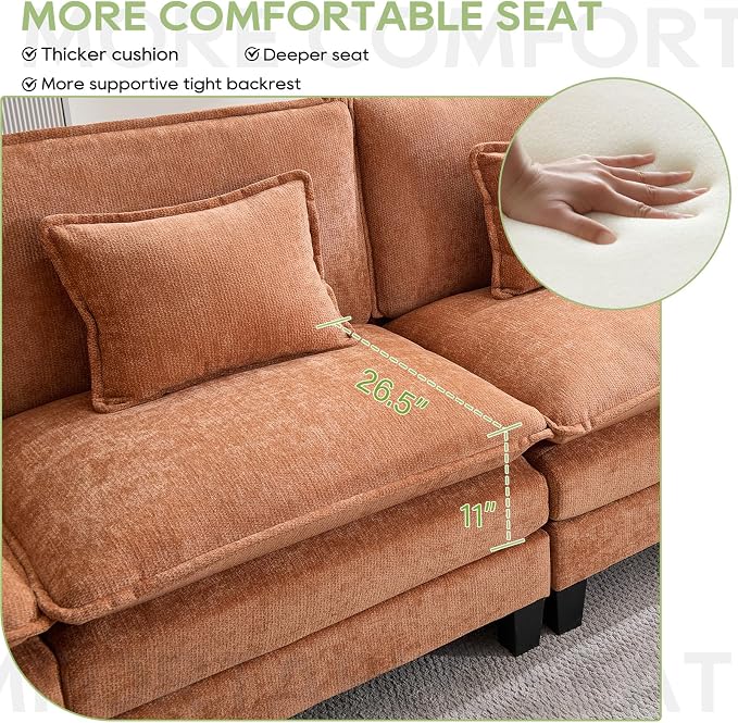 Oprisen 120" Modular Sectional Sofa, Comfy Cloud Couch Sectional Sofa - Image 2