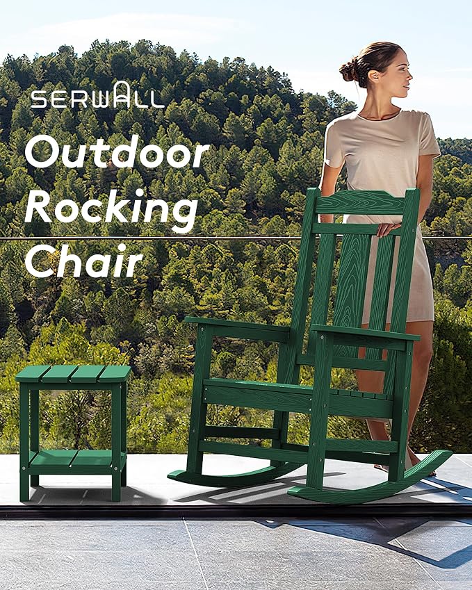 SERWALL HDPE Outdoor Rocking Chair Set of 6, Patio Rocking Chairs Set, Rocking - Image 5