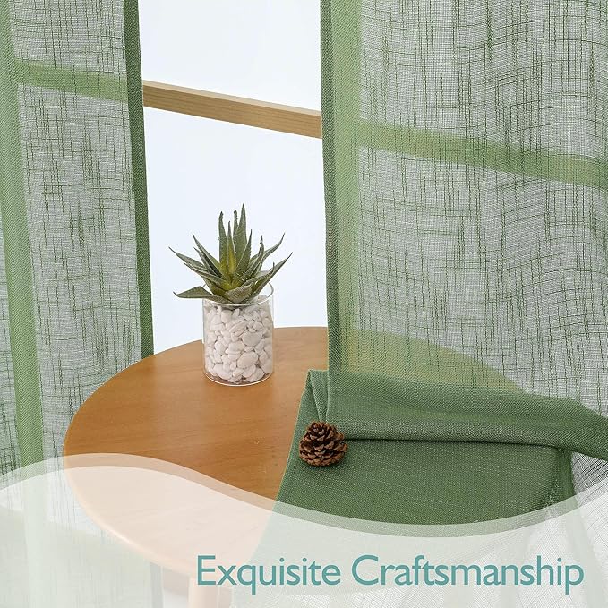 Chyhomenyc Extra Long Sage Green Semi Sheer Curtains 108 Inches Long 2 Panels - Image 6