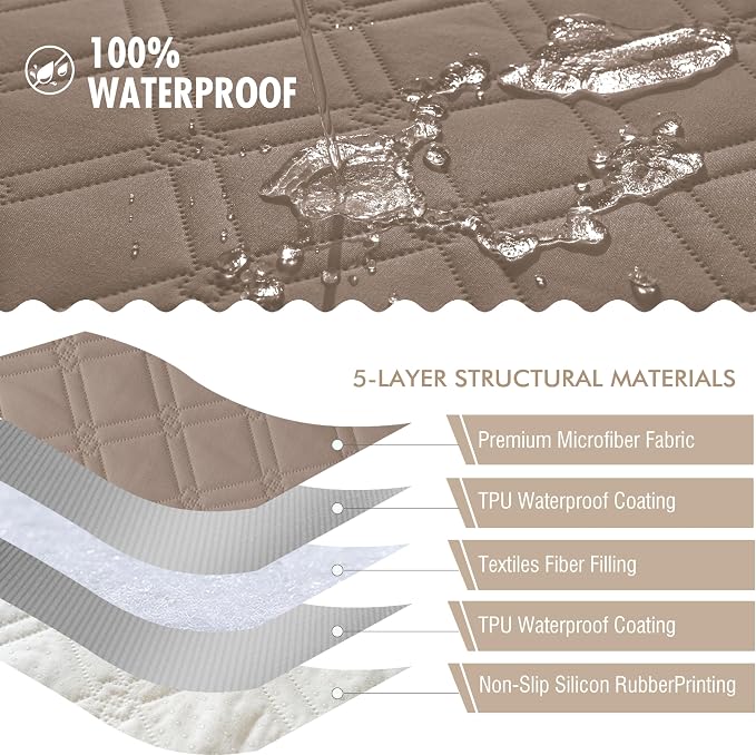 Genina Waterproof Couch Cover, Washable Anti-Slip 51 inch Loveseat Sofa Covers - Image 5