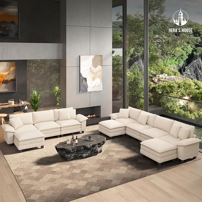 HERA'S HOUSE 124" Modular Sectional Sofa, Oversized L Shaped Couches - Image 9