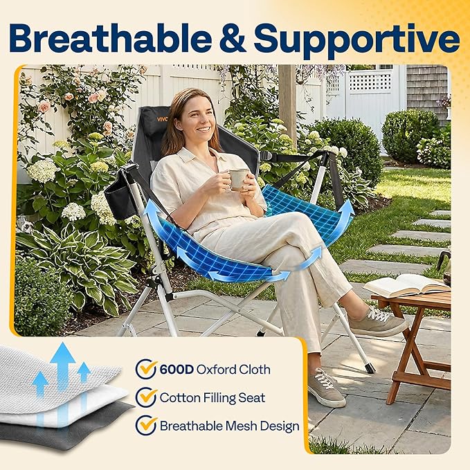VIVOHOME Hammock Camping Chair, Portable Outdoor Swinging Rocking Chairs - Image 4