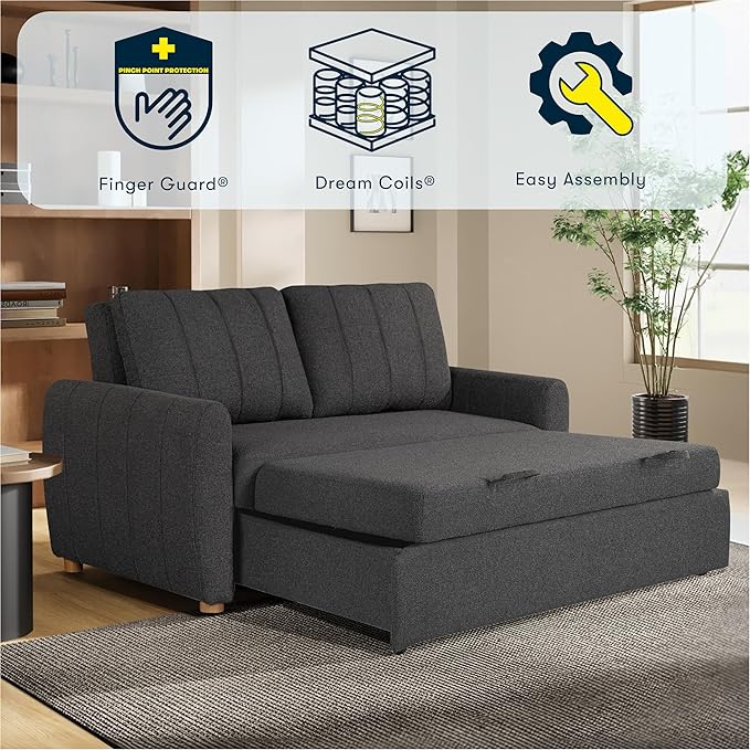 Serta Galway 66.5" Convertible Sleeper Loveseat, Full Size, Dreamcoil Comfort - Image 7