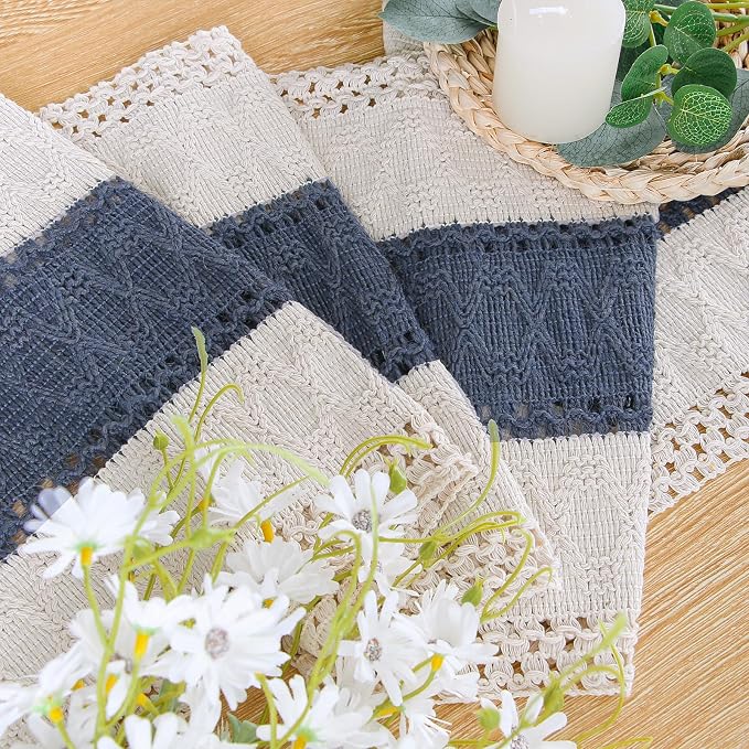 FEXIA Boho Blue Table Runner 72 Inches Long - Image 3