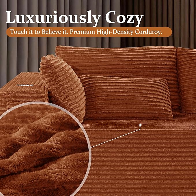 138" Cloud Sectional Couch, Comfort U Shaped Sofa - Image 5