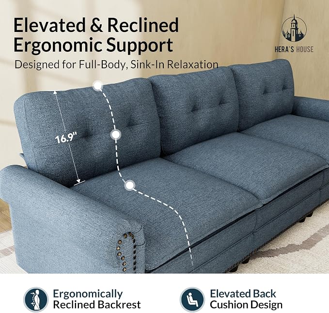 HERA'S HOUSE 73.2" Mid-Century Modern Loveseat, Oversized Sectional Couch - Image 9